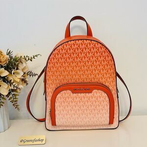 Michael Kors Jaycee Medium Ombré Signature Logo Backpack Red Clay